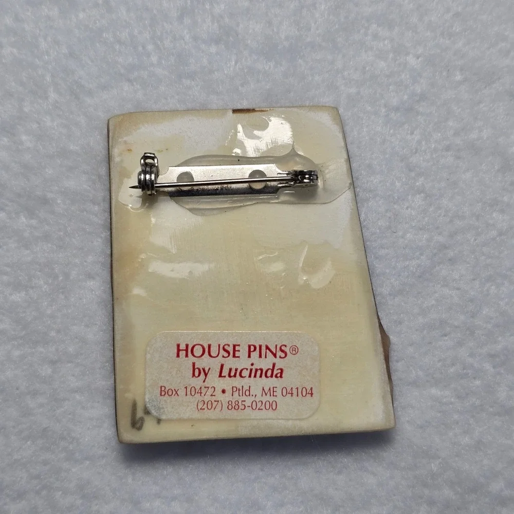 House Pins by Lucinda Brooch Resin Vintage Whimsical Folk Art House Star Glitter